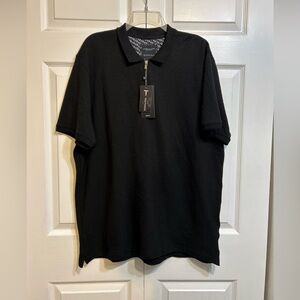 NWT Denim & Flower Ricky Singh Mens Shirt Size XXXL Textured 1/4 Zip Polo Black